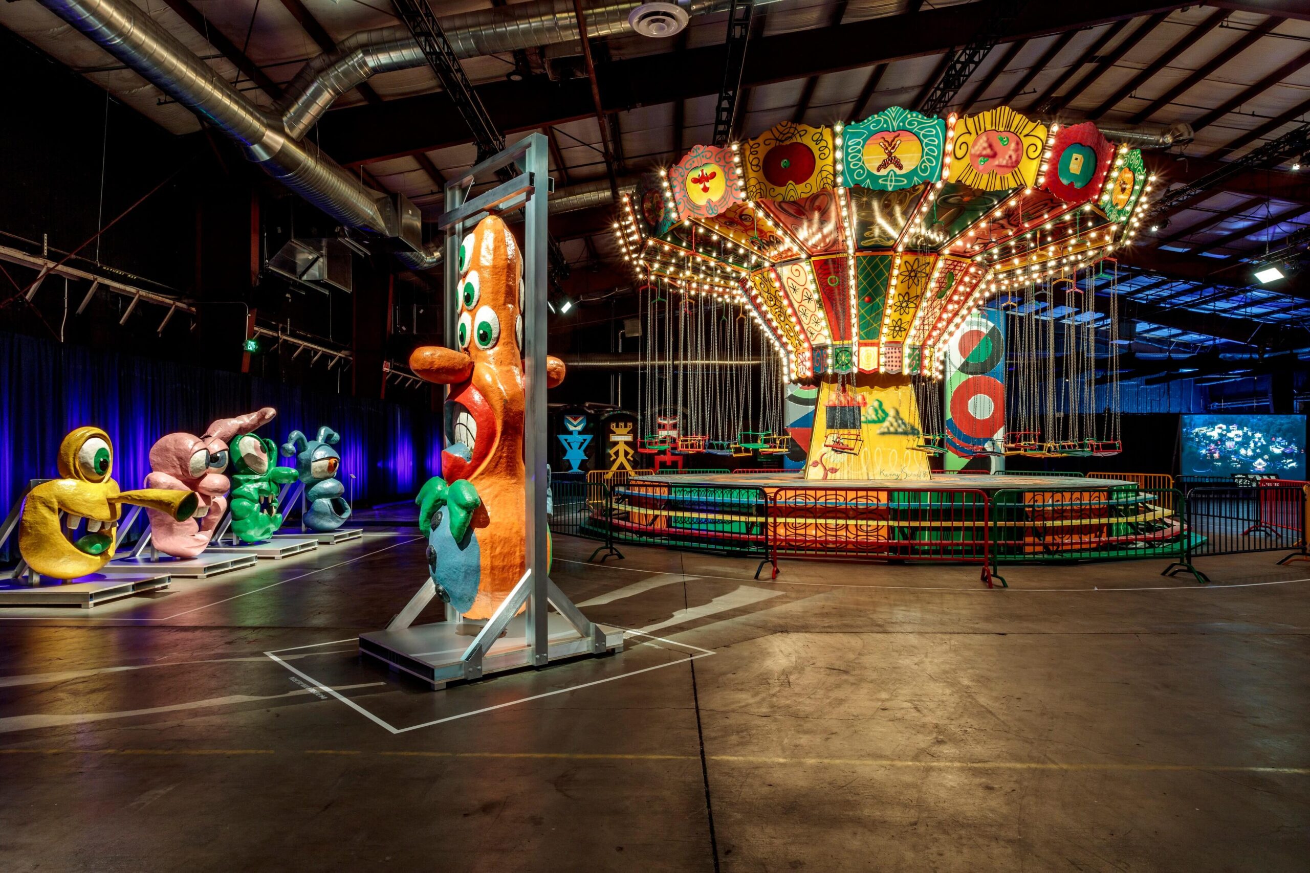 Kenny Scharf Swing Ride and Sculptures, 1987. Jeff McLane Studio, Courtesy Luna Luna. Luna Luna: Forgotten Fantasy. LA.