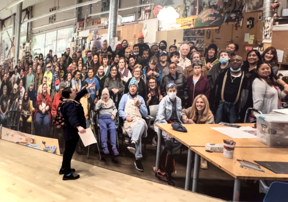 Susan Janow with Creative Growth Artists and Staff. Creative Growth: The House That Art Built. SFMOMA, SF.