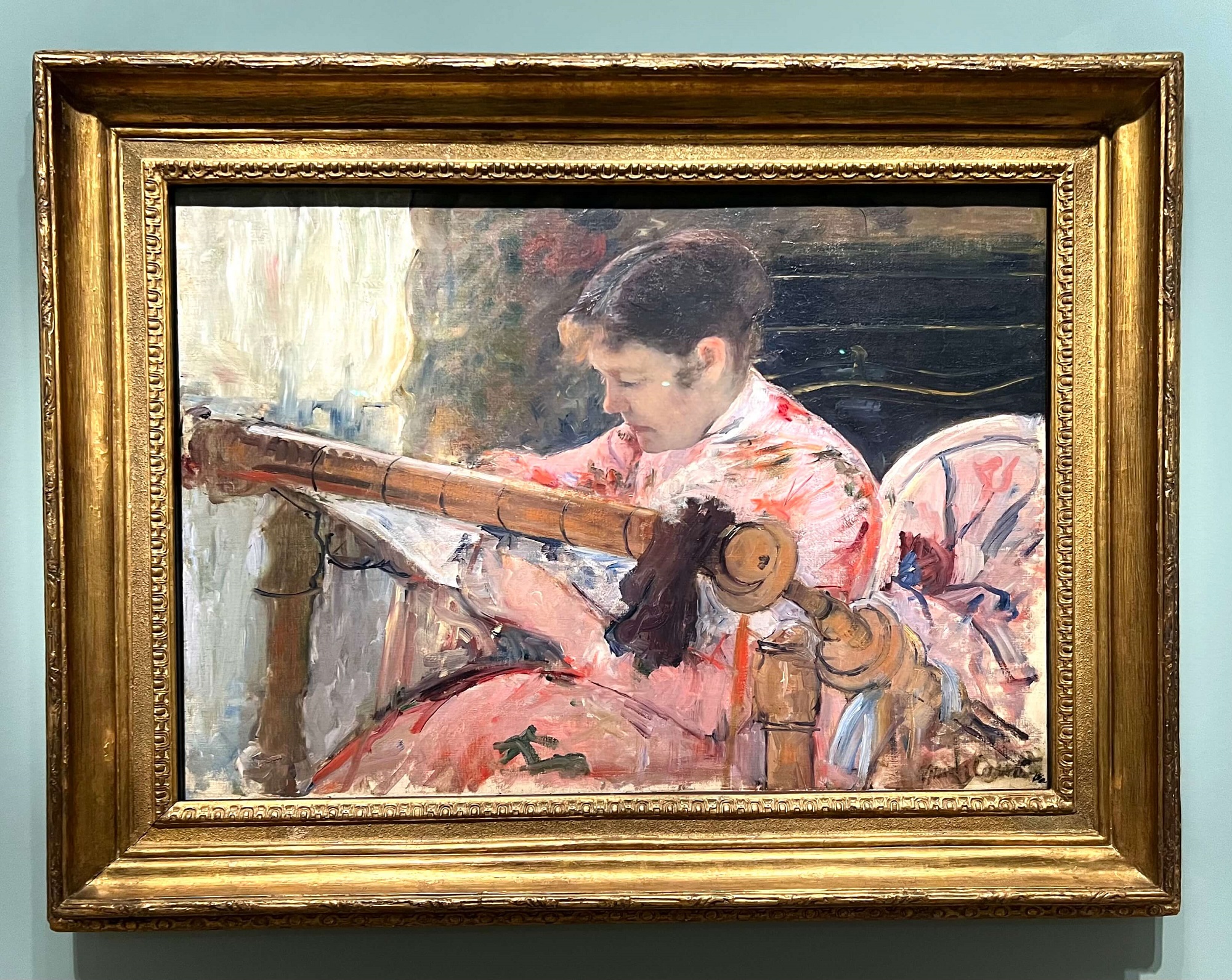 Mary Cassatt. Lydia at a Tapestry Frame, ca. 1881. Mary Cassatt at Work. Legion of Honor, SF.