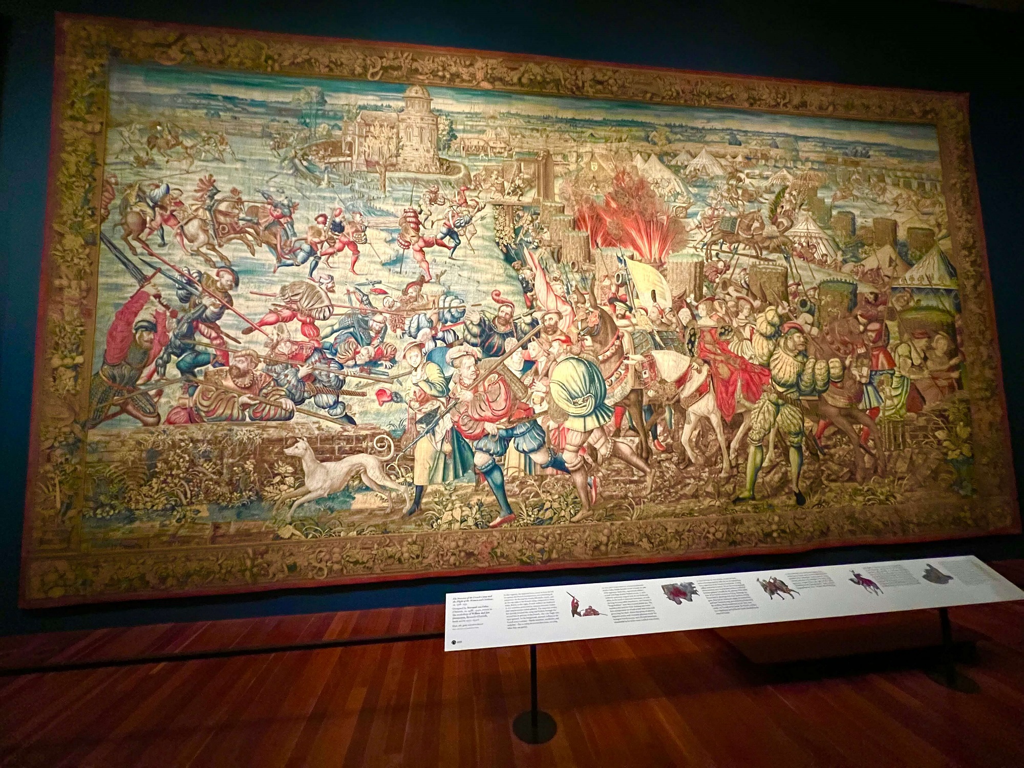 Bernard van Orley. The Invasion of the French Camp and the Flight of the Women and Civilians, ca. 1538-1531. Battle of Pavia Tapestries. de Young Museum, SF.