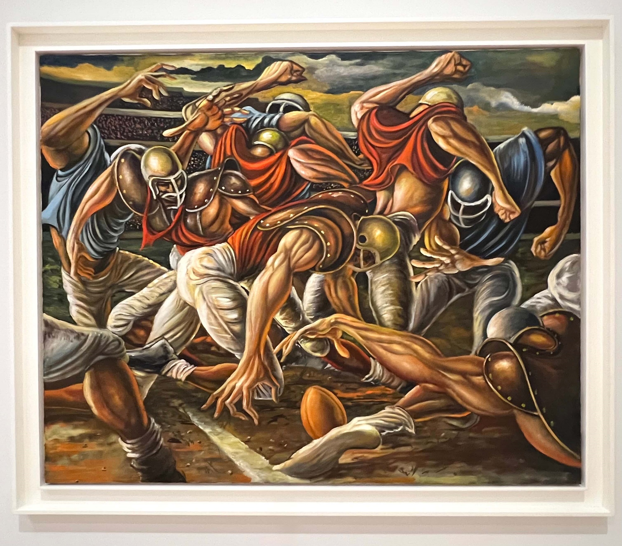 Ernie Barnes. Homecoming, 1994. Get in the Game. SFMOMA, SF.