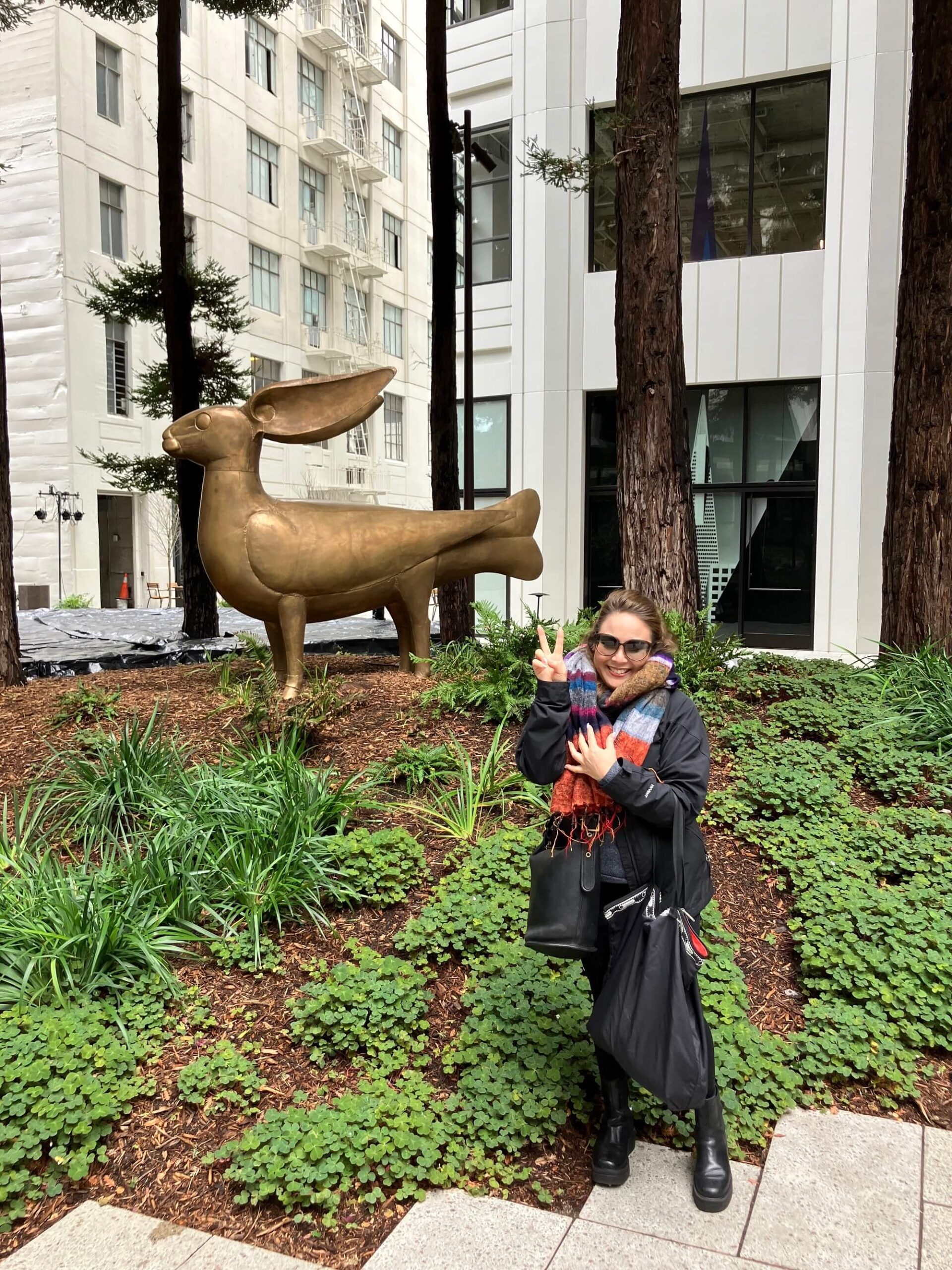 François Xavier Lalanne. Lapin à Vent de Tourtour, 1968/2008. Les Lalanne at Transamerica Pyramid Center, SF.