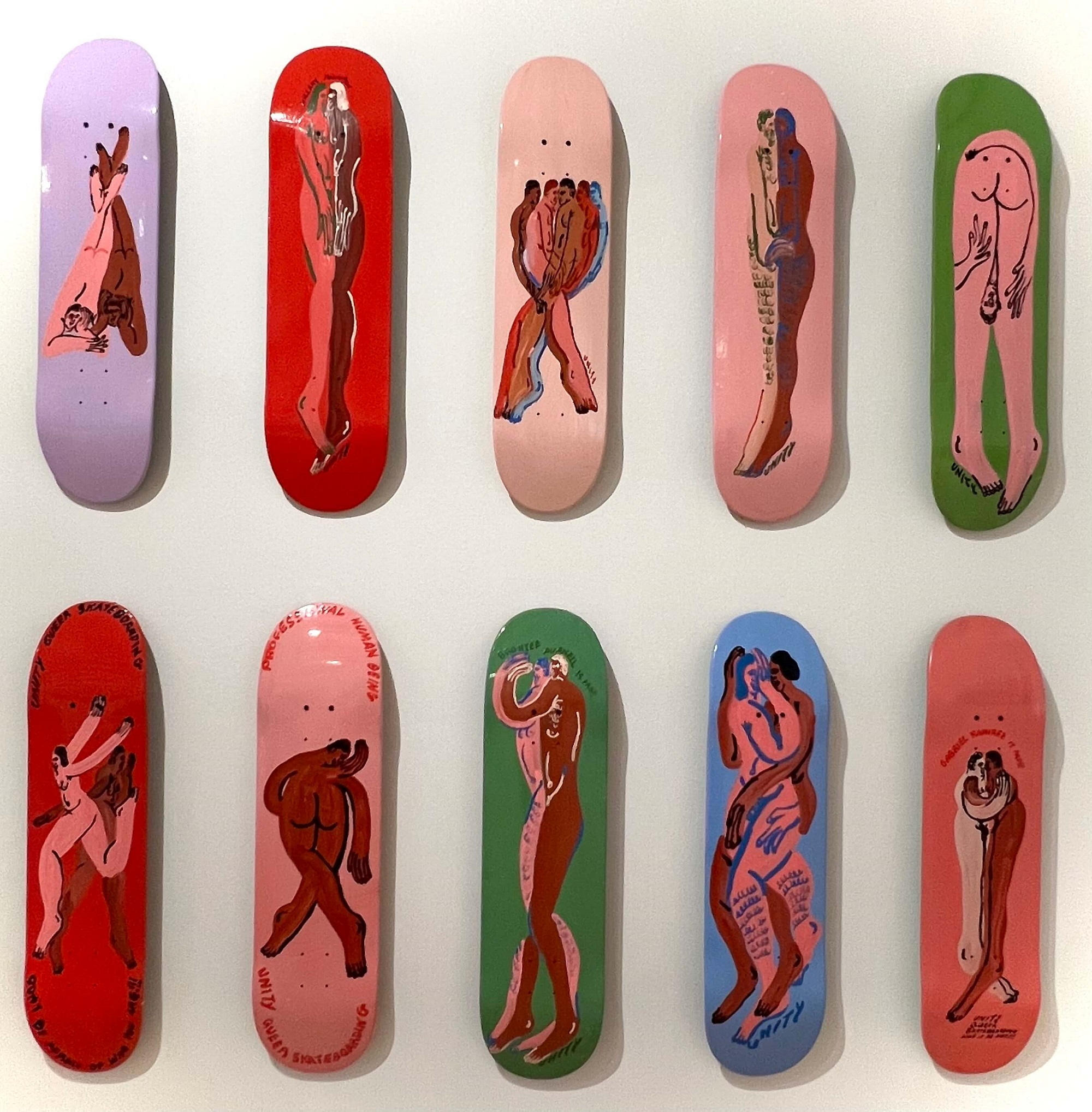 Jeffrey Cheung. Painted Unity Boards. Unity Through Skateboarding. SFMOMA, SF.