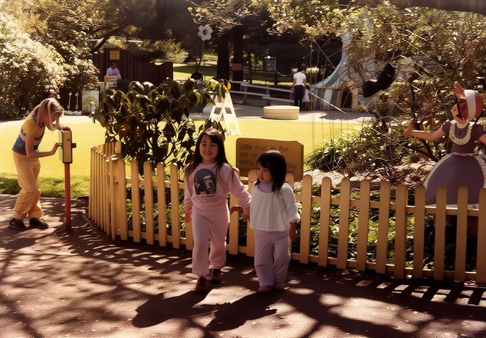 With my Little Sister (Sandy Kwan) at Fairyland in 1985. Fairyland at 75. OMCA, Oak.