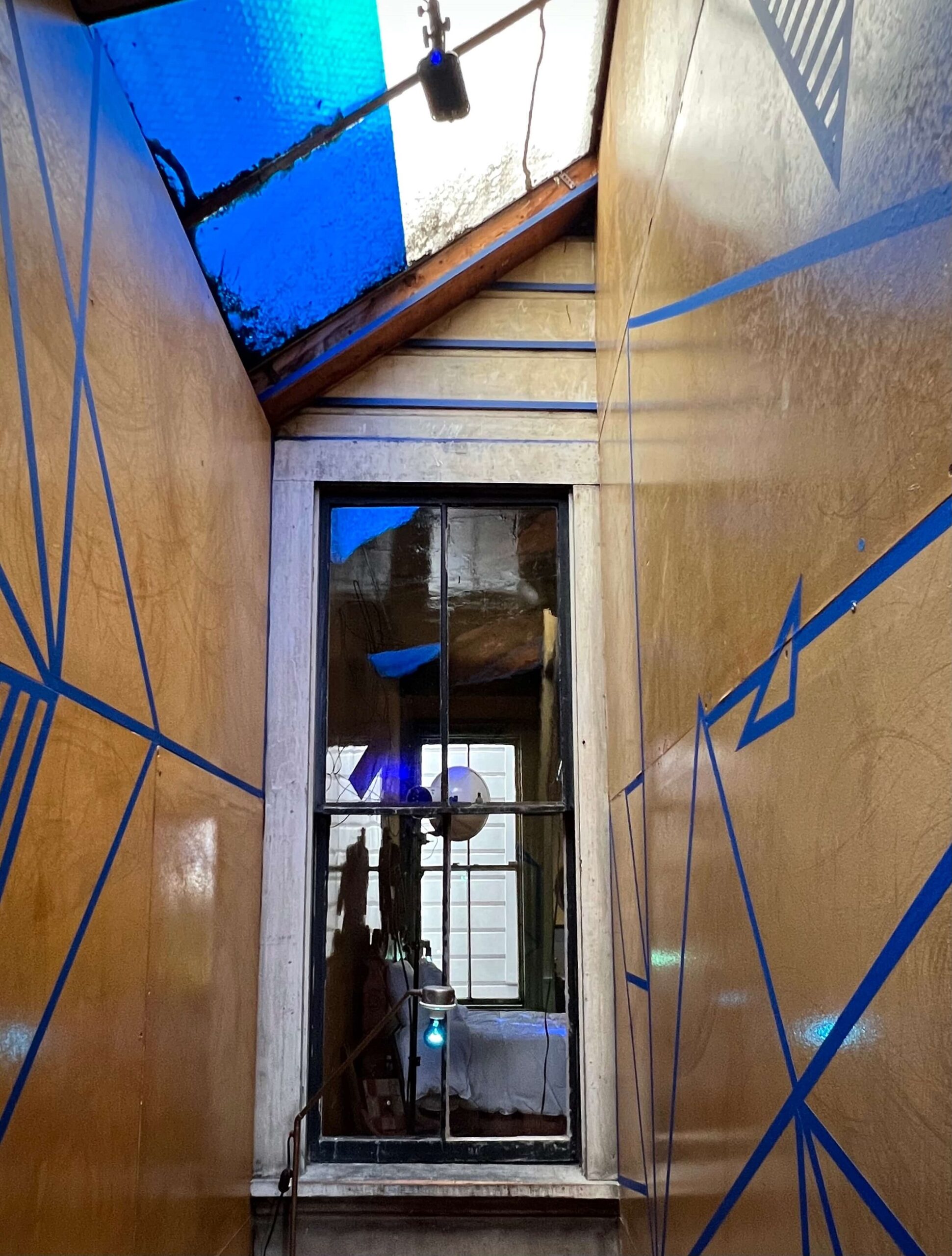 Catherine Wagner. Blue Reverie Tape Drawings. 500 Capp Street (David Ireland House), SF.
