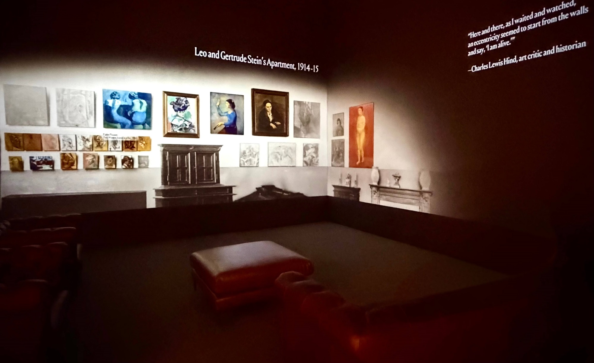 Interactive video installation recreating Leo and Gertrude Stein’s art-filled Paris apartment, 1914–15, where Matisse’s Femme au chapeau once hung. Matisse’s Femme au chapeau: A Modern ScandaL. SFMOMA, SF.